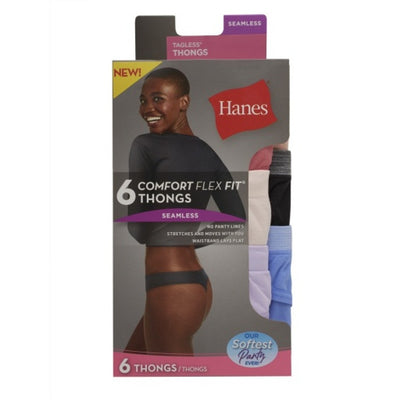 Hanes - Womens Comfort Flex Fit Women's Seamless Thong Underwear 6-Pack