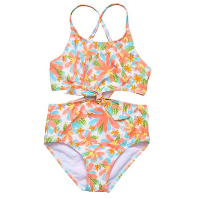 Snapper Rock - Girls Hawaiian Luau Sustainable Cut Out Swimsuit