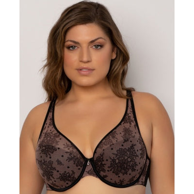 Ariela - Womens Sheer Mesh Plunge T-Shirt Bra - Chantilly