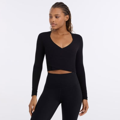 Thirty Three Threads - Unisex Criss Cross Long Sleeve Top Ebony