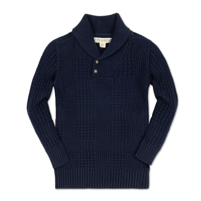 Hope & Henry - Boys Organic Textured Shawl Collar Sweater