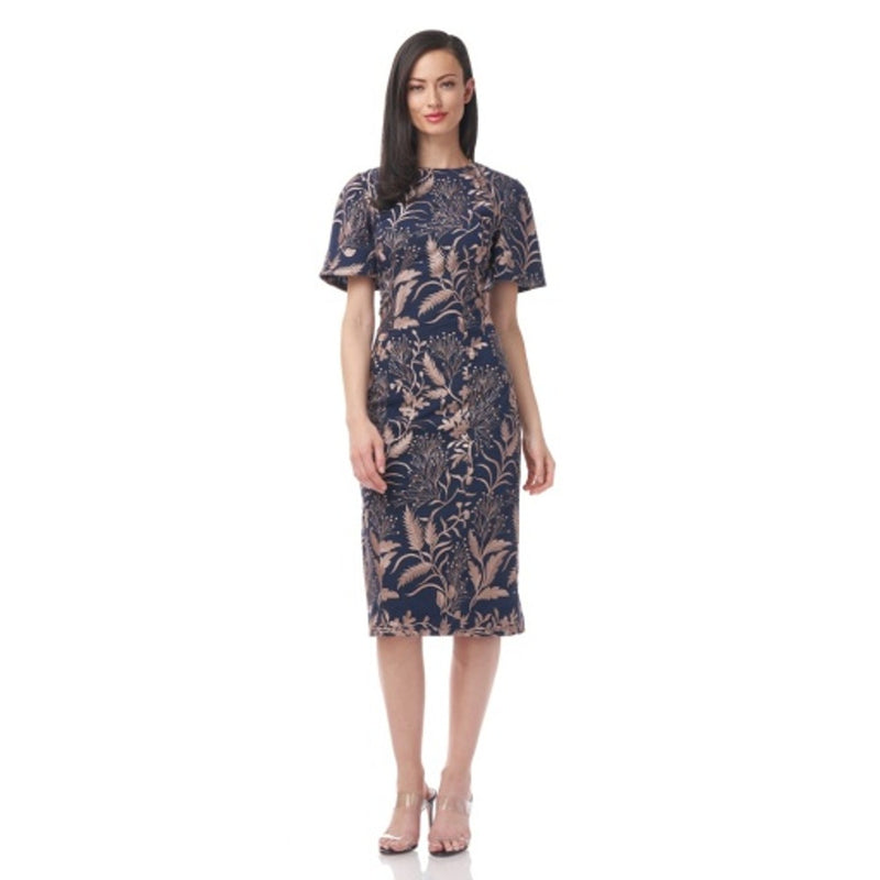JS Collections - Womens Maya Puff Sleeve Midi Dress
