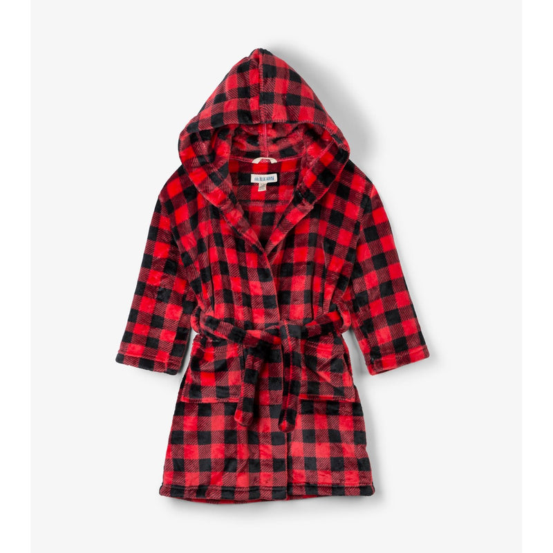 Little Blue House - Buffalo Plaid Kids Fleece Robe
