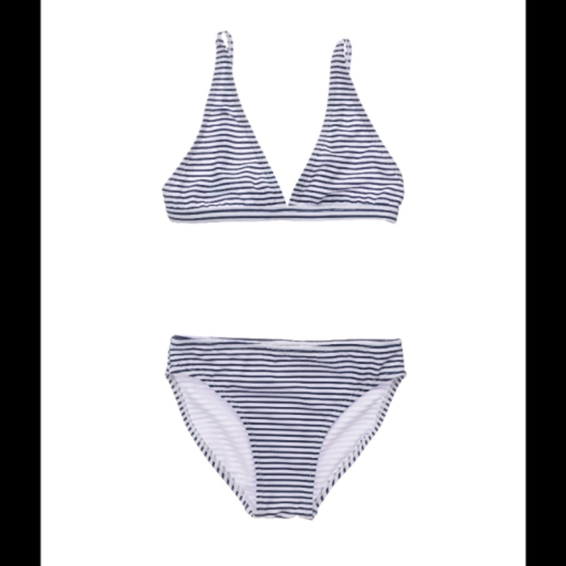Snapper Rock - Girls Navy White Stripe Bra Style Bikini