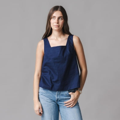 Hope & Henry - Womens Linen Square Neck Tank