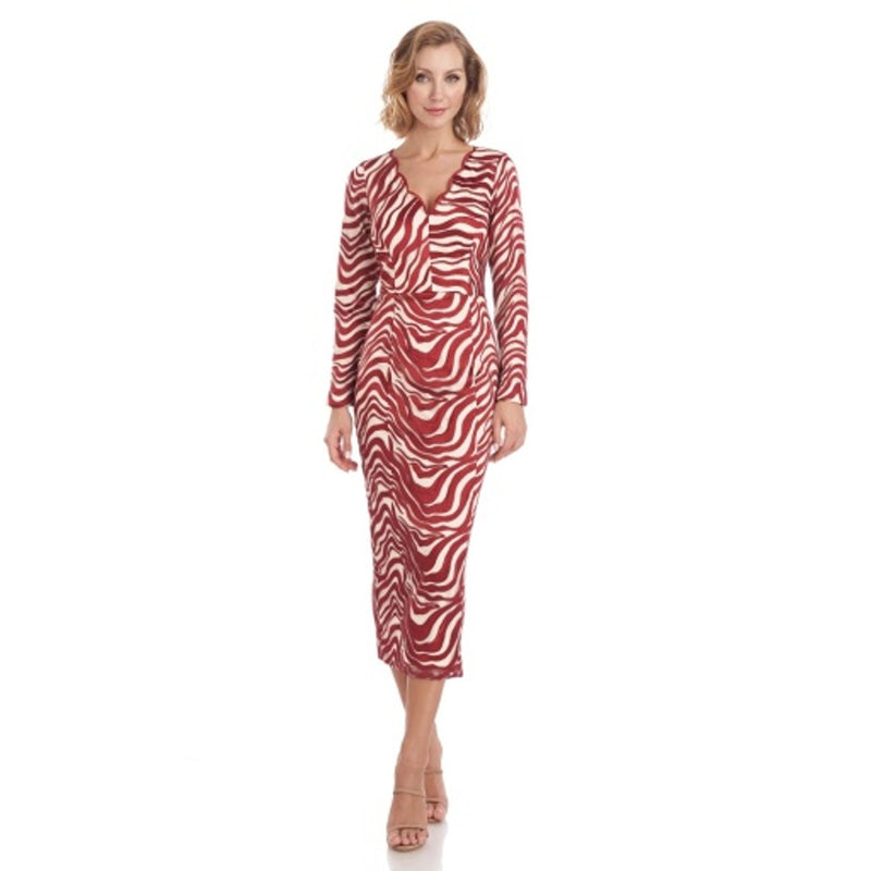 JS Collections - Womens Tamia V-Neck Midi Dress