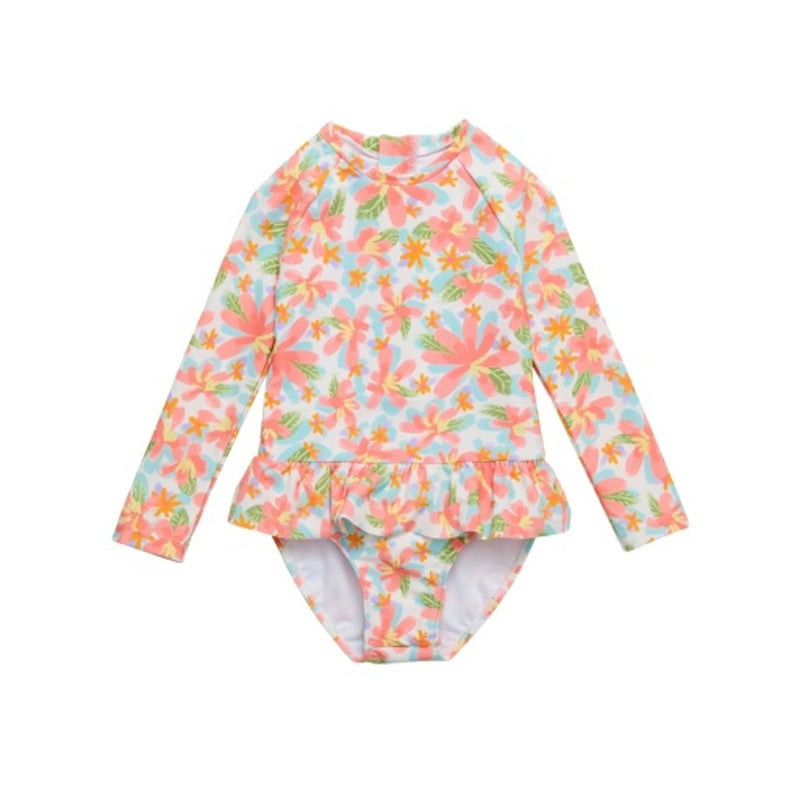 Snapper Rock - Girls Hawaiian Luau Sustainable Long Sleeve Surf Suit