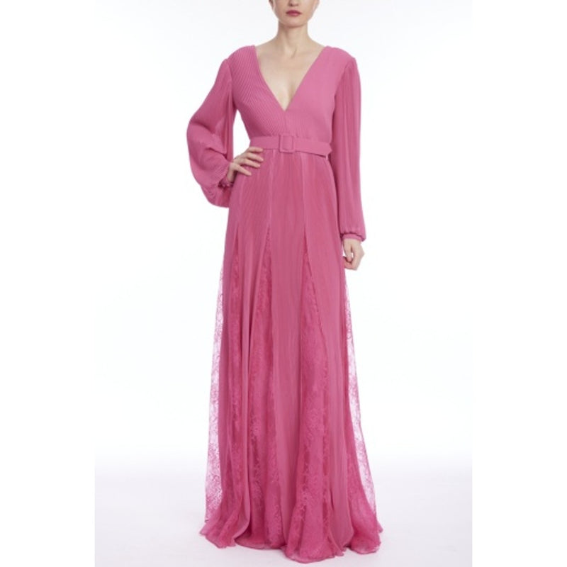 Badgley Mischka - Womens Lace Inset V Nk