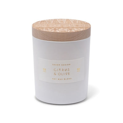 Skeem - Unisex Citrus & Olive Print Block Candle