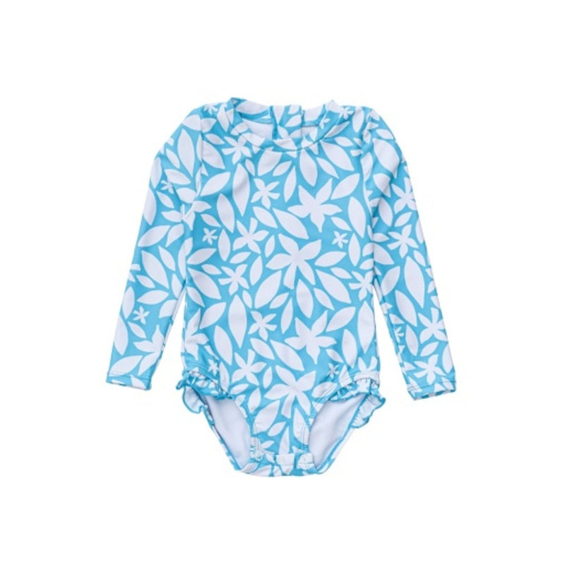 Snapper Rock - Kids Aqua Bloom Sustainable Long Sleeve Surf Suit
