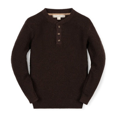 Hope & Henry - Boys Organic Sweater Henley with Elbow Patches