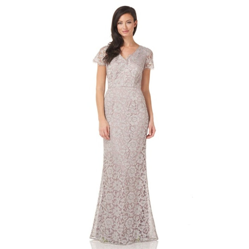 JS Collections - Womens Metallic Lace Gown