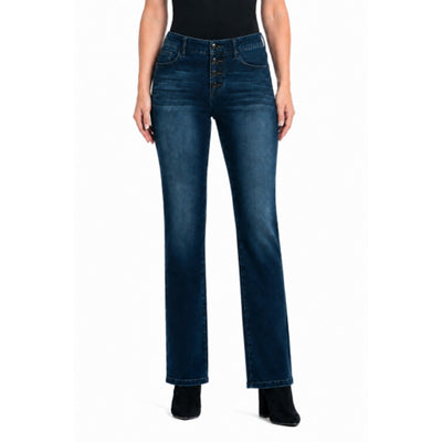1822 Denim - Womens Petite 27" Better Butter Slim Straight with Exposed Snaps