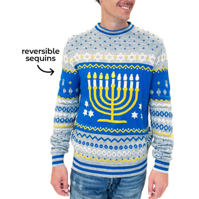 Tipsy Elves - Mens Reversible Sequin Hanukkah Sweater