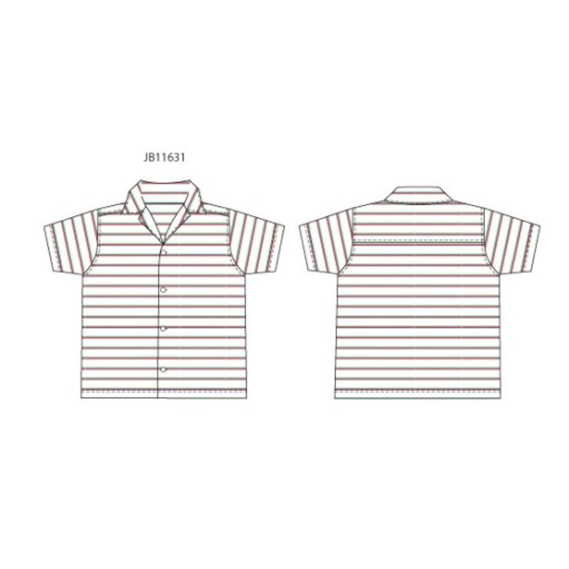 Janie and Jack - Boys K Short Sleeve Red Stripe Slub Button Down Shirt Sm0