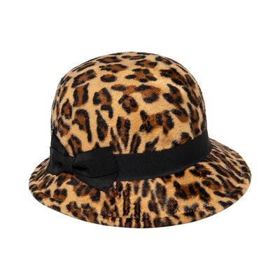 San Diego Hat Company - Cth8118-Womens Faux Wool Felt Leopard Cloche
