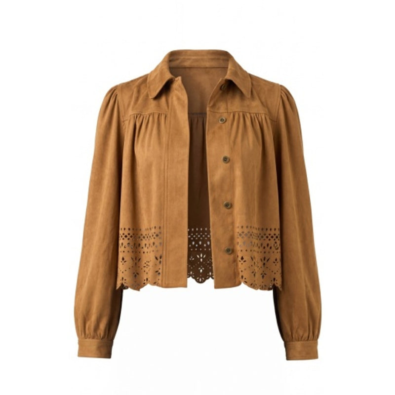Liverpool Los Angeles - Womens Puff Sleeve Jacket with Laser Cut Hem