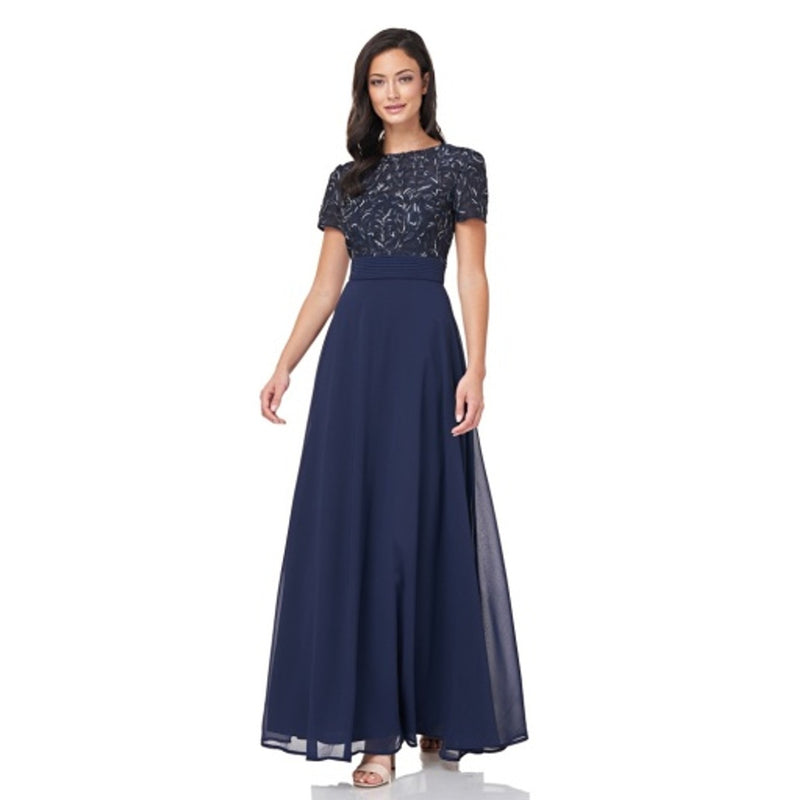 JS Collections - Womens Ombre Soutache Gown