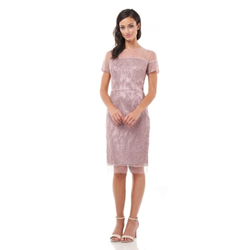 JS Collections - Womens Embroidered Lace Illusion Midi