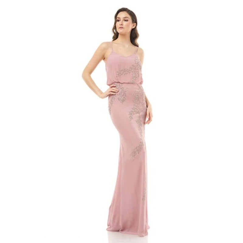 JS Collections - Womens Beaded Cami Blouson Gown