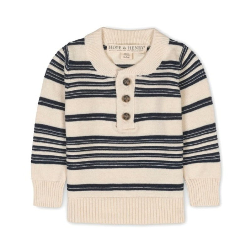 Hope & Henry - Boys Organic Sweater Henley with Elbow Patches