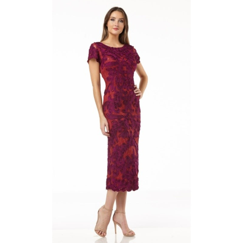JS Collections - Womens Two-Tone Soutache Midi - Raspberry/Cherry
