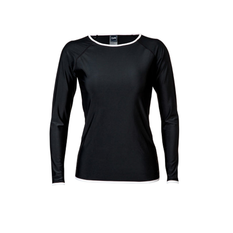 Snapper Rock - Womens Ladies Black White Trim Long Sleeve Rash Top