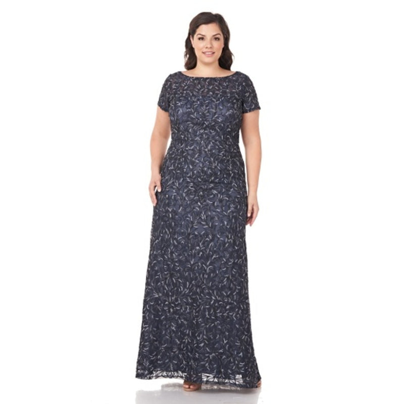 JS Collections - Womens Ombre Soutache Gown