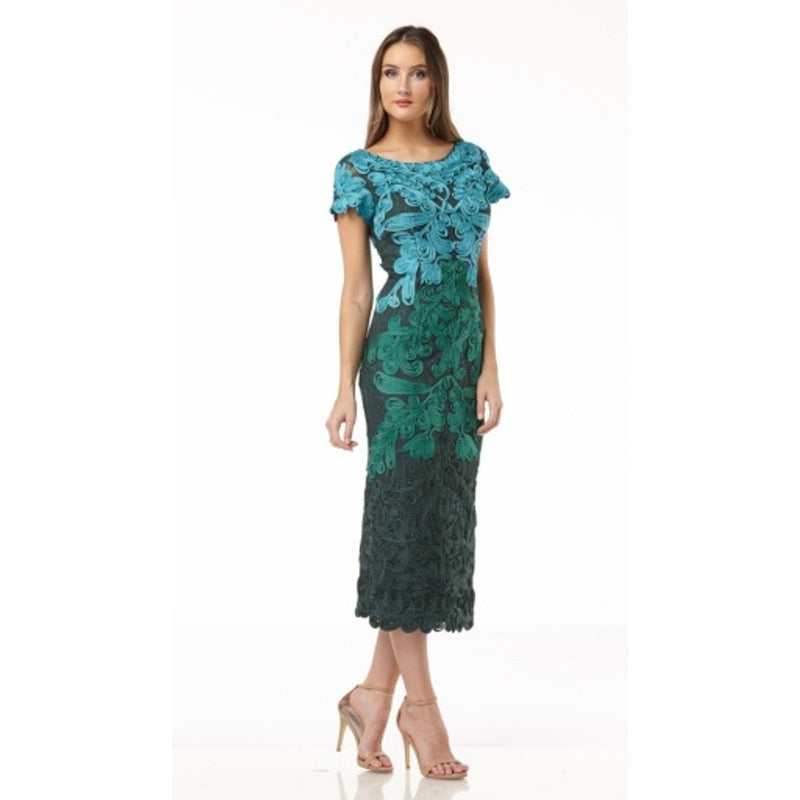 JS Collections - Womens Two-Tone Soutache Midi - Emerald Multi
