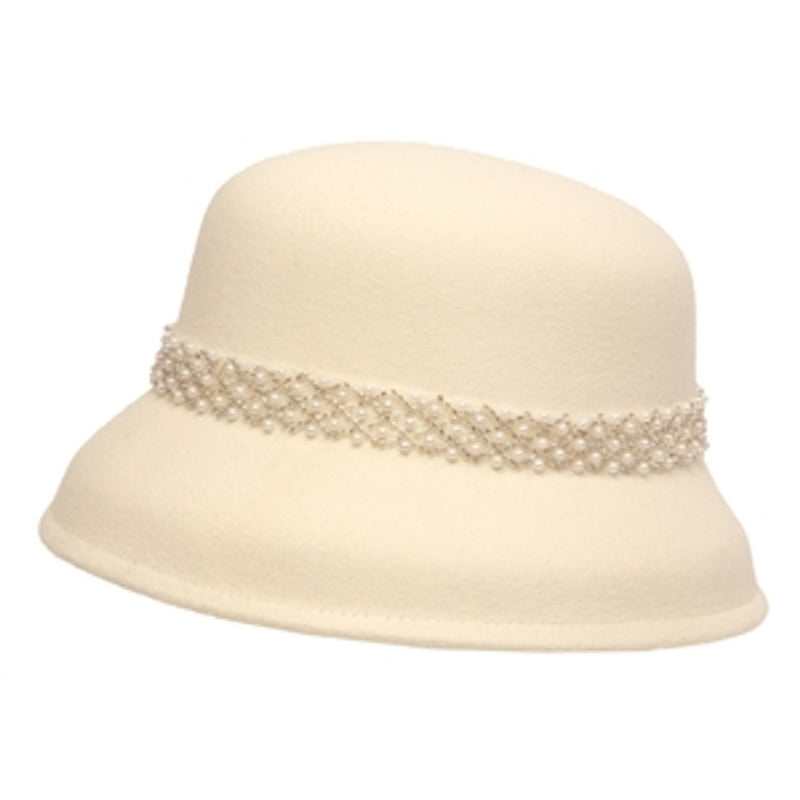 San Diego Hat Company - Faux Felt Cloche with Tonal Pearl Band