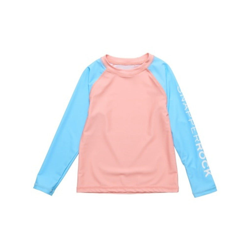 Snapper Rock - Girls Peach Colorblock Long Sleeve Rash Top