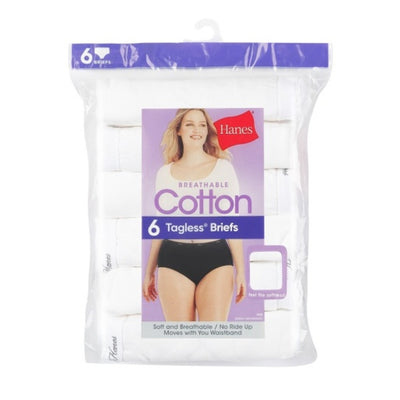 Hanes - Womens Cotton Brief Underwear Moisture-Wicking 6-Pack