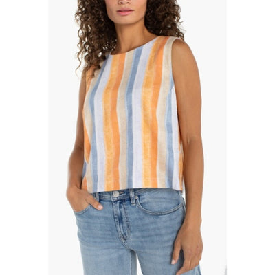 Liverpool Los Angeles - Womens Slvless Shell Top with Button Back