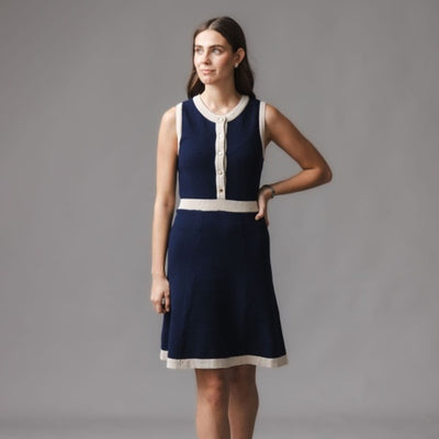 Hope & Henry - Womens Organic Button Front Sweater Dress