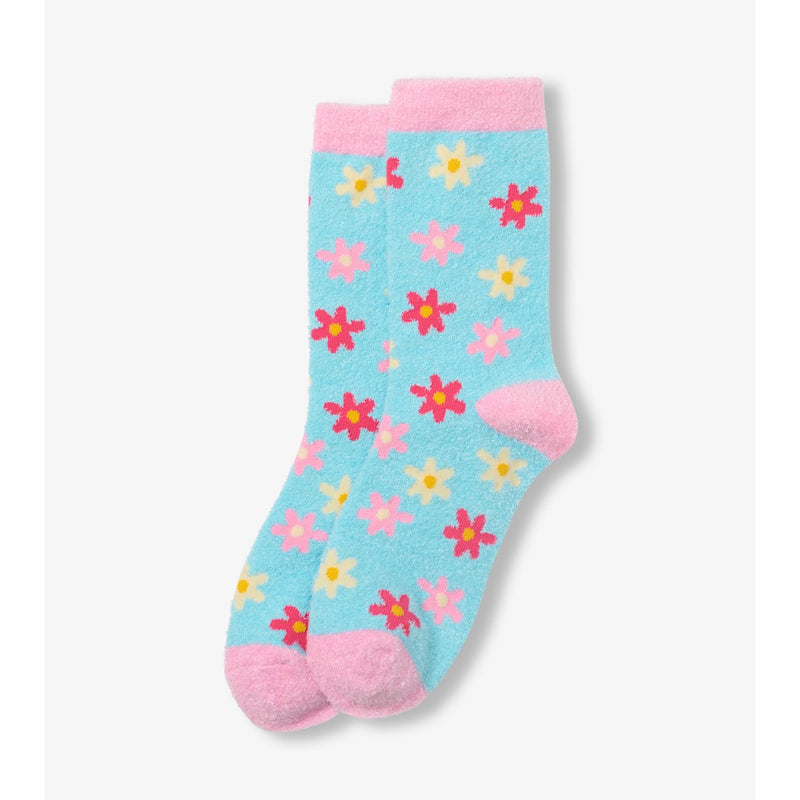 Little Blue House - Unisex Pretty Flowers Fuzzy Socks