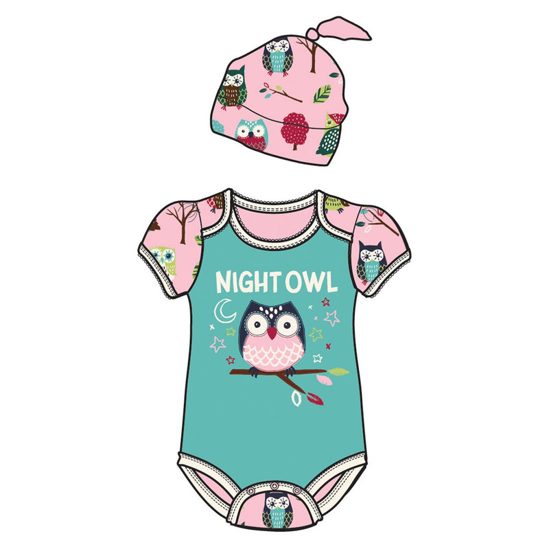 Little Blue House - Night Owl Baby Bodysuit with Hat