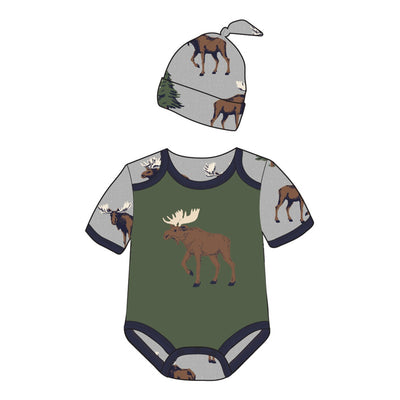 Little Blue House - Wild Moose Baby Bodysuit with Hat