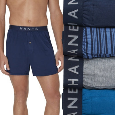 Hanes - Mens Ultimate Underwear Boxers Pack 4-Pack Comfortsoft Cotton Knit Boxers Moisture-Wicking