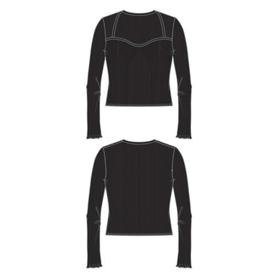 Liverpool Los Angeles - Womens Long Slv Sweethrt Neck Sweater with Ruffle