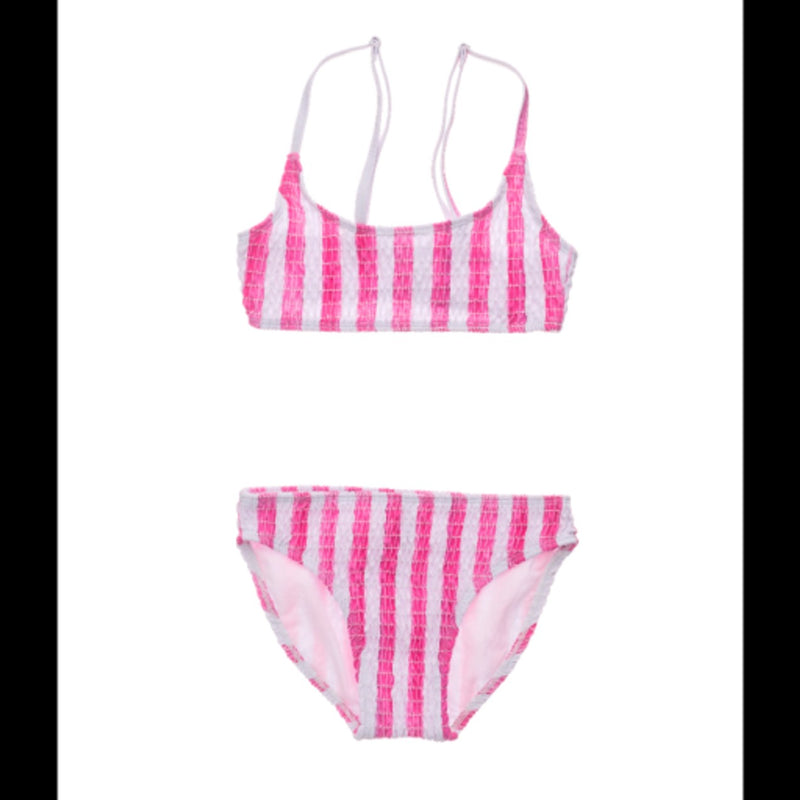 Snapper Rock - Girls Fiesta Stripe Shirred Crop Bikini