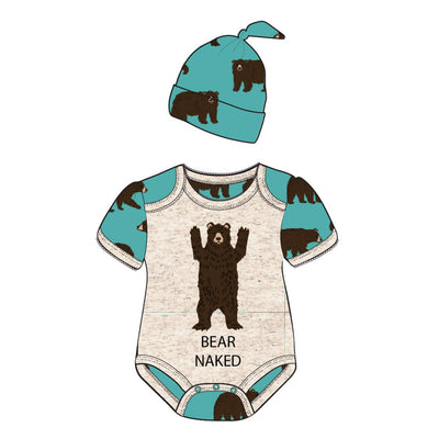 Little Blue House - Brown Bears Baby Bodysuit with Hat