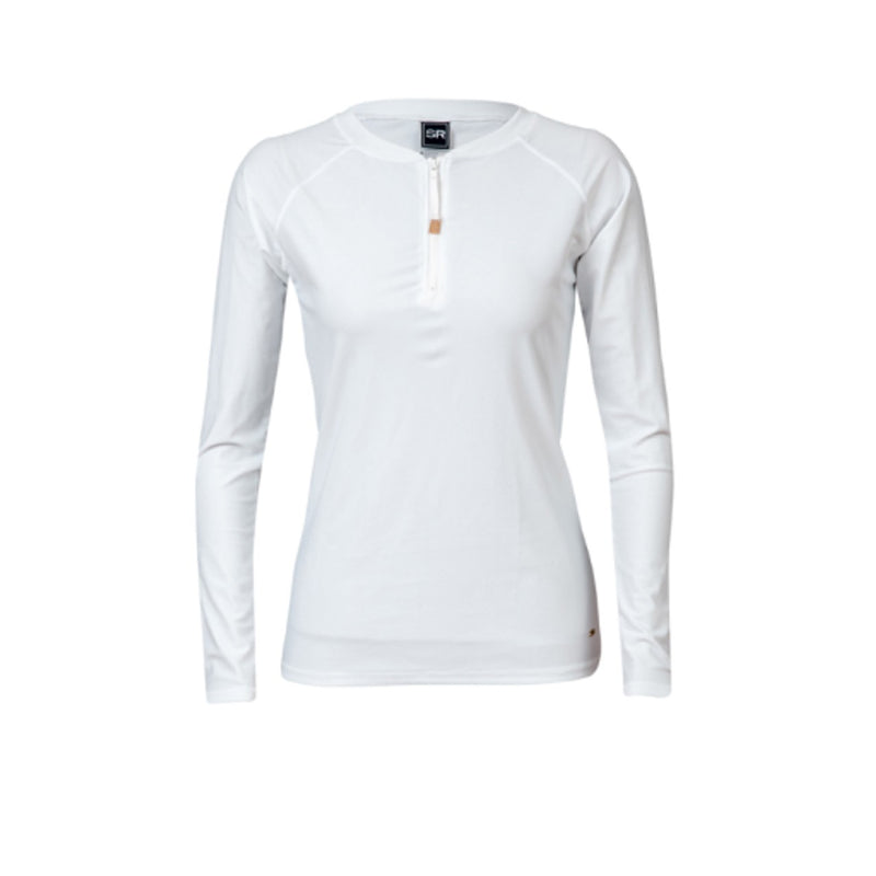 Snapper Rock - Womens Ladies White 1/2 Zip Long Sleeve Rash Top