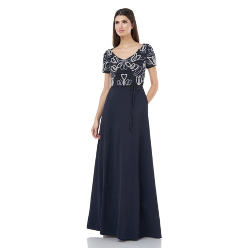 JS Collections - Womens Embroidered Bodice Aline Gown