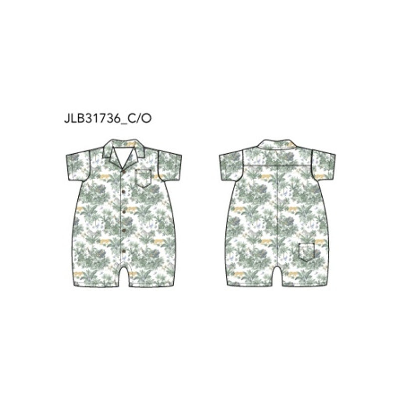 Janie and Jack - B with Green Safari Toile Romper Smr2