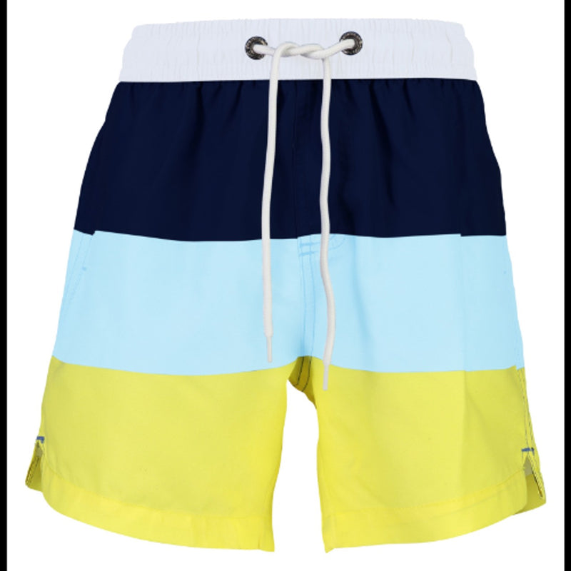 Snapper Rock - Boys Blue /Yellow Block Stripe Boardies