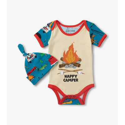 Little Blue House - Unisex Retro Camping Bodysuit with Hat