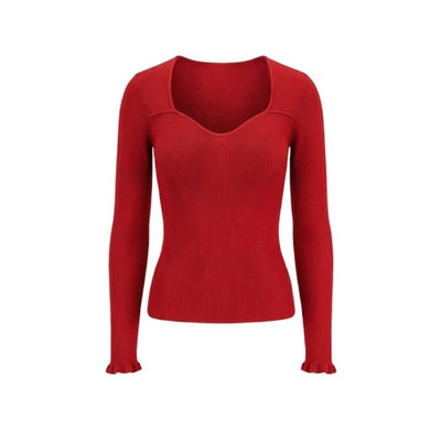 Liverpool Los Angeles - Womens Long Slv Sweethrt Neck Sweater with Ruffle