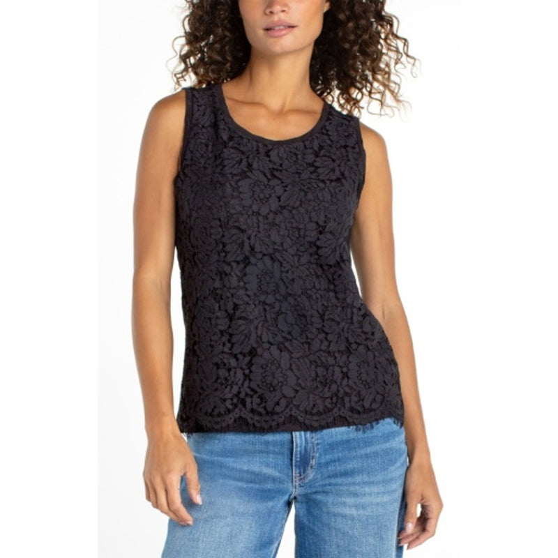 Liverpool Los Angeles - Womens Slvlss Lace-to-Knit Hybrid Top