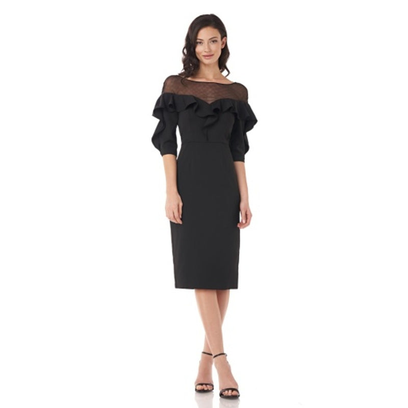 JS Collections - Womens Ruffle 3/4 Sleeve Cocktail