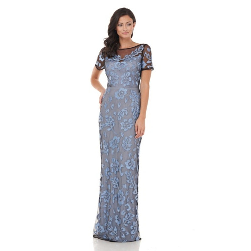 JS Collections - Womens Beaded Embroidered Colum Gown